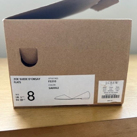 JCrew Factory Zoe d'Orsay flats, color saddle, style # F5310, Size 8, never worn - Picture 2 of 4